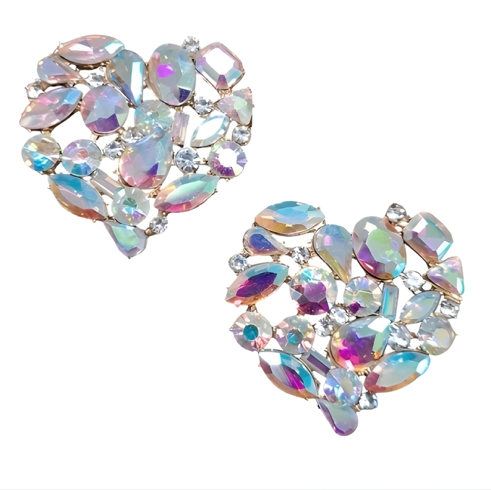 Rhinestone Heart Earrings - Picture 3 of 3